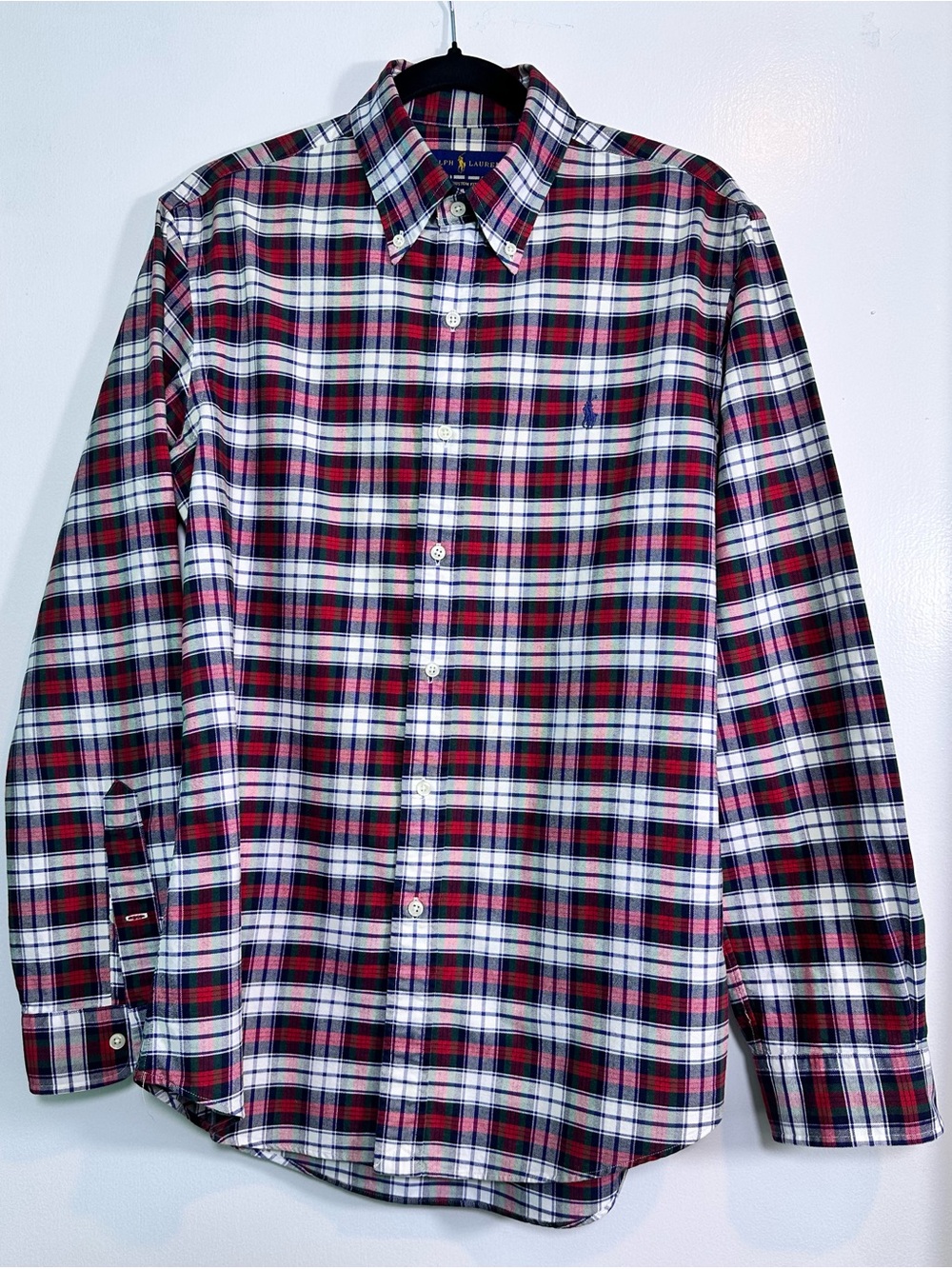 Ralph Lauren Red, Navy & White Plaid Button-Down Shirt